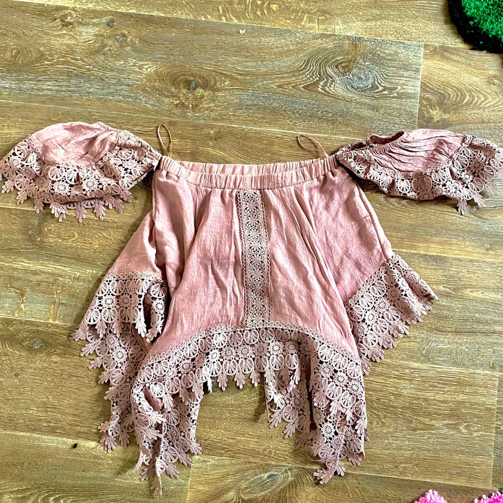 Fashion Nova Lace Trim Off The Shoulder Blouse
